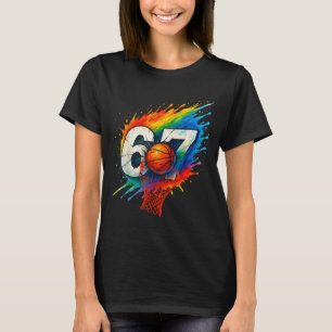 Grappige 67 Basketbal Zes Zeven 6 7 Meme 67 T-shirt