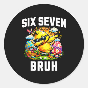 Grappige 67 bruh paas dabbing chick meme zes zeven ronde sticker