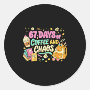 Grappige 67 dagen koffie retro leraar humor ronde sticker
