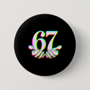 Grappige 67 Hand Zes Zeven Meme Gen Alpha Slang On Ronde Button 5,7 Cm