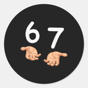Grappige 67 handen zes zeven meme nummer 6 en 7 Ge Ronde Sticker