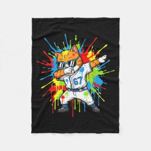 Grappige 67 Honkbal Dabbing Kat 6 7 Druppend Ijs Fleece Deken