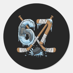 Grappige 67 IJshockey Drip Nummer 67 IJshockey _1  Ronde Sticker