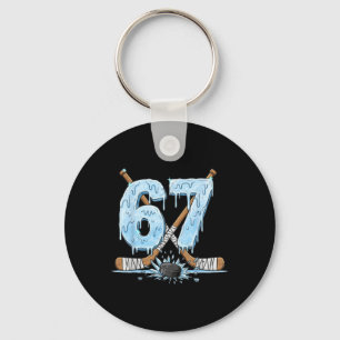 Grappige 67 IJshockey Drip Nummer 67 IJshockey Sleutelhanger