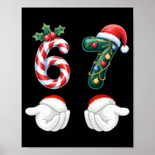 Grappige 67 kerst pyjama's zes zeven meme 6 7 elf poster