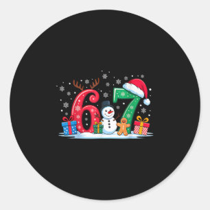 Grappige 67 Kerstmis 6 7 Zes Zeven Meme 6 7 Overee Ronde Sticker