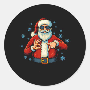 Grappige 67 Kerstmis Kerstman Handen Zes Zeven Num Ronde Sticker