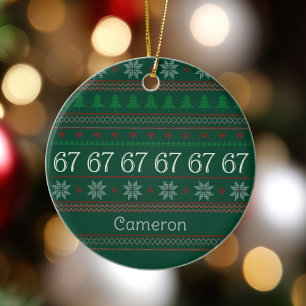 Grappige 67 Lelijke Kersttrui Feest 6 7 Keramisch Ornament