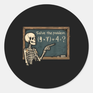 Grappige 67 Meme Brainrot Grap Halloween Skelet Ma Ronde Sticker