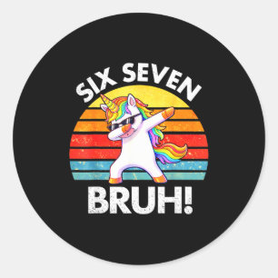 Grappige 67 Meme Dabbing Eenhoorn Zes Zeven 6 7 Ki Ronde Sticker