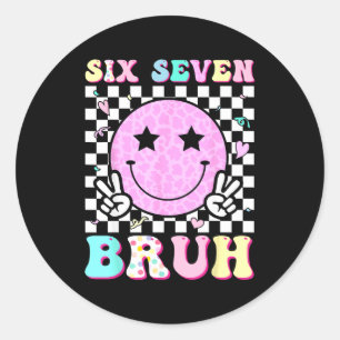 Grappige 67 Meme Gelukkig Gezicht 6-7 Jongens Kind Ronde Sticker