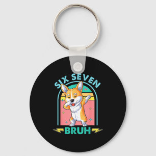 Grappige 67 Meme Hond Zes Zeven Bruh Kinderen Jong Sleutelhanger