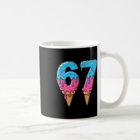 Grappige 67 Meme Ijs Drip Zes Zeven Gen Z Koffiemok (Rechts)