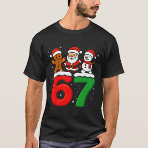 Grappige 67 Meme Kerstmis Zes Zeven Kerstman Sneeu T-shirt