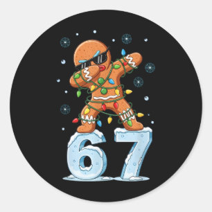 Grappige 67 Meme Peperkoek Man Dabbing Kerstmis Fo Ronde Sticker