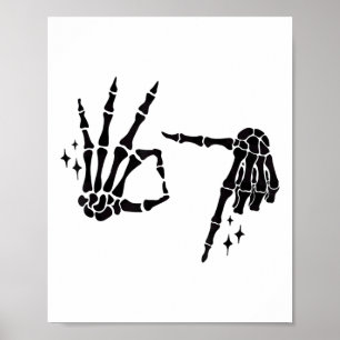 Grappige 67 Meme Skelet Hand 6 7 Halloween Zes Zev Poster