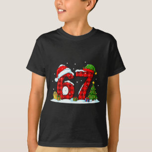 Grappige 67 Meme Zes Zeven Kerst Buffalo Rode Geru T-shirt