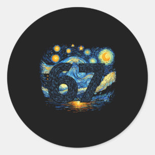 Grappige 67 Meme Zes Zeven Sterren Kunst Nacht Ronde Sticker