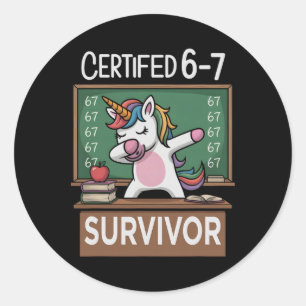 Grappige 67 Overlevende Zes Zeven Gen Alpha Z Slan Ronde Sticker