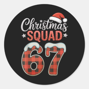 Grappige 67 Six Seven Meme Brainrot 67 Kerst Vieri Ronde Sticker