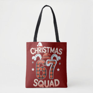 Grappige 67 Six Seven Meme Brainrot Kerstploeg Draagtas