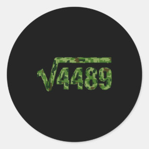 Grappige 67 Trendy Vierkantswortel 4489 Camo T-shi Ronde Sticker