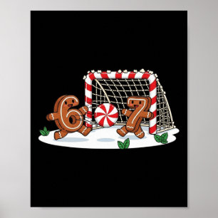 Grappige 67 Zes Zeven Kerstbrood Voetbal Kerstmis  Poster