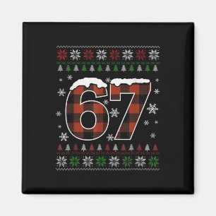 Grappige 67 Zes Zeven Meme Brainrot Afgang Kerstmi Magneet