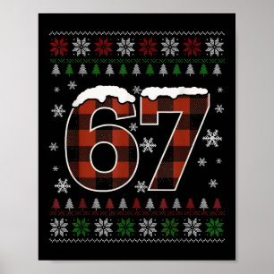 Grappige 67 Zes Zeven Meme Brainrot Afgang Kerstmi Poster