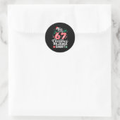 Grappige 67 Zes Zeven Meme Brainrot Gênant Kerstmi Ronde Sticker (Tas)