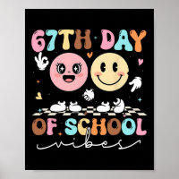 Grappige 67e dag van school Vibes Smile Face Jonge