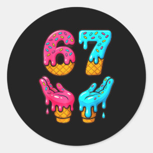 Grappige 6 7 67 Zes Zeven Meme Ronde Sticker
