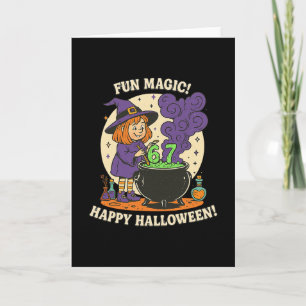 Grappige 6 7 Halloween Kostuum Heks Schattig Retro Kaart