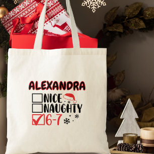 Grappige 6-7 kerstchecklist aangepaste naam tote bag