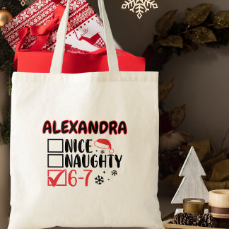 Grappige 6-7 kerstchecklist aangepaste naam tote bag