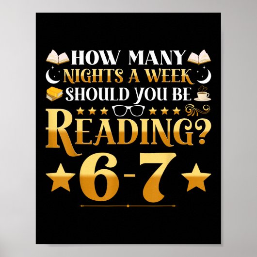 Grappige 6-7 Lezen Meme Quote Leraar Bibliothecari Poster (Voorkant)