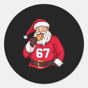 Grappige 6 7 Meme Brainrot Kerstman Voor Jongens K Ronde Sticker
