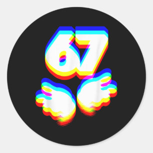 Grappige 6 7 Meme Gen Alpha Slaang Six Seven Edm K Ronde Sticker