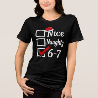 Grappige 6-7 Meme Leuk Stout 67 Kerst Misvorming V Tri-Blend Shirt