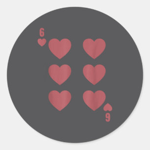 Grappige 6 7 Valentijn liefdeshart speelkaart Matc Ronde Sticker