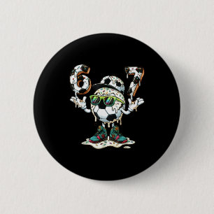 Grappige 6 7 Zes Zeven 67 Voetbal Bal Meme Geglazu Ronde Button 5,7 Cm