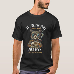 Grappige 70e verjaardag 70-jarige kaartspeler katt t-shirt