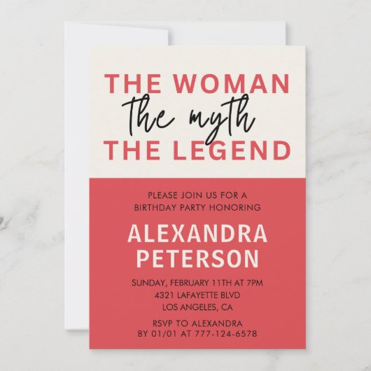 Grappige 70e verjaardag uitnodigingen Vrouw Myth L (Voorkant)