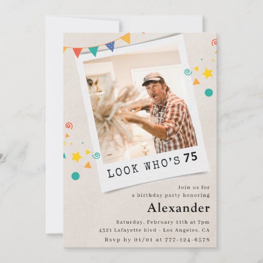 Grappige 75e verjaardagsuitnodigingen Mannen Leuke Kaart (Voorkant)