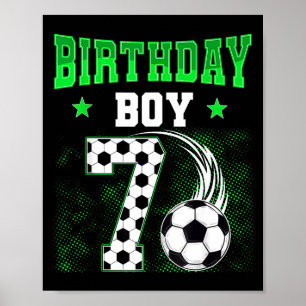 Grappige 7e verjaardag jongen voetbal thema feest  poster