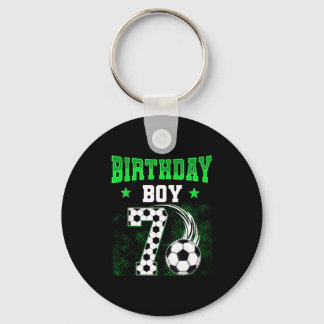 Grappige 7e verjaardag jongen voetbal thema feest sleutelhanger