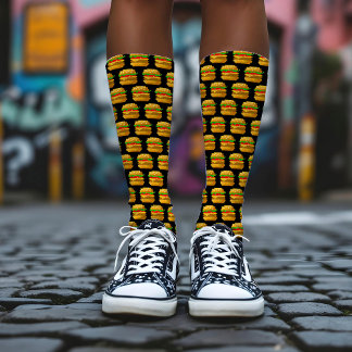    Grappige 8-bit Pixel Art Hamburger Quirkige Gee Sokken