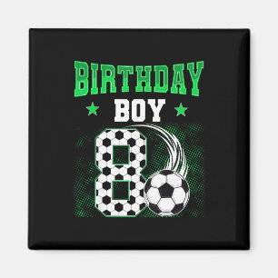 Grappige 8e verjaardag jongen voetbal thema feest magneet