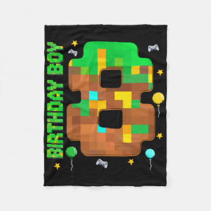 Grappige 8e verjaardag Pixel Game Verjaardag Jonge Fleece Deken