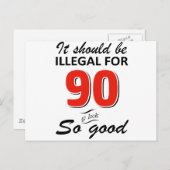 Grappige 90e jaar oude verjaardag design briefkaart (Voorkant / Achterkant)